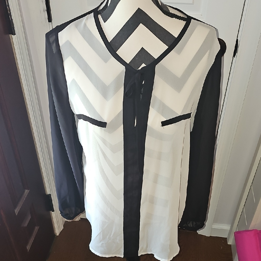 Black and White Sheer Blouse